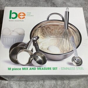 STAINLESS STEEL 10 Piece Mix And Measure Set with Mixing Bowl